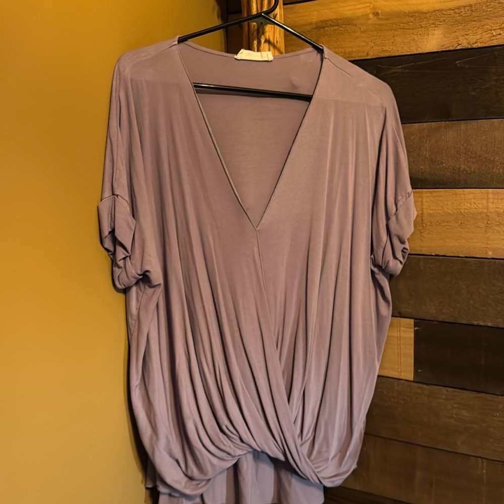 Lavender/grey vneck dress or casual casual top